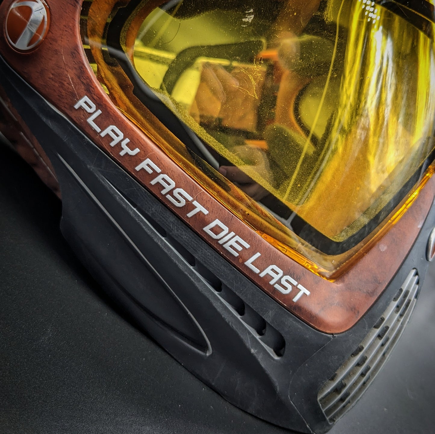 Mask Lens Decal - Play Fast Die Last