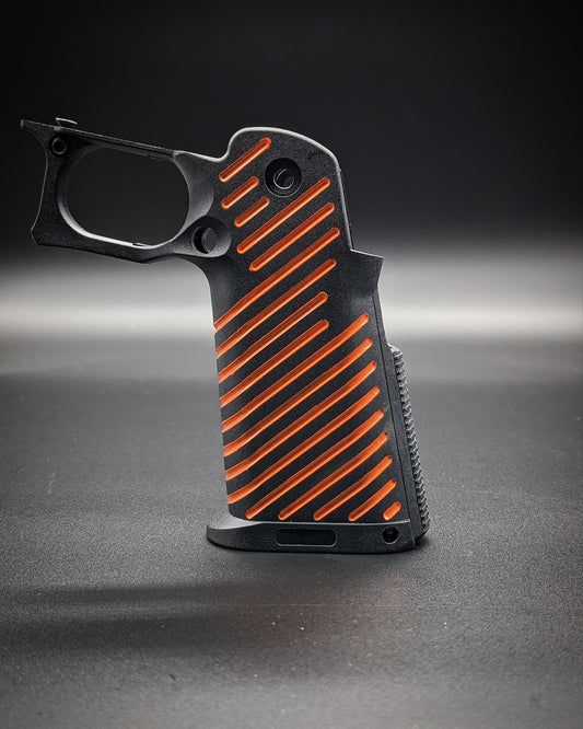 ICS 4.3/5.1 Hi-Capa Airsoft Grip - Stock (Orange Lines)